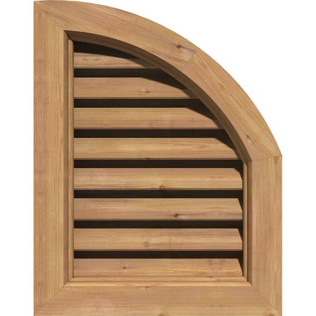 Quarter Round Top Right Functional Western Red Cedar Gable Vnt W/Brick Mould Face Frame, 08W X 32H